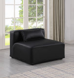 Cube Black Vegan Leather Armless Chair 668Black-Armless Meridian Furniture