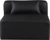 Cube Black Vegan Leather Armless Chair 668Black-Armless Meridian Furniture