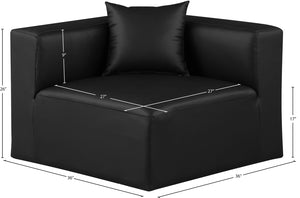 Cube Black Vegan Leather Corner Chair 668Black-Corner Meridian Furniture