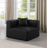 Cube Black Vegan Leather Corner Chair 668Black-Corner Meridian Furniture