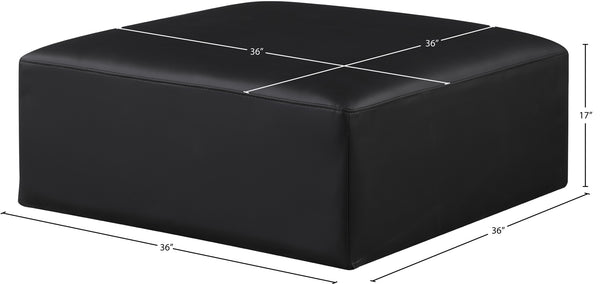 Cube Black Vegan Leather Ottoman 668Black-Ott Meridian Furniture