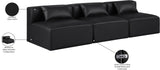 Cube Black Vegan Leather Modular Sofa 668Black-S108A Meridian Furniture