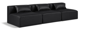 Cube Black Vegan Leather Modular Sofa 668Black-S108A Meridian Furniture