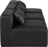 Cube Black Vegan Leather Modular Sofa 668Black-S108A Meridian Furniture