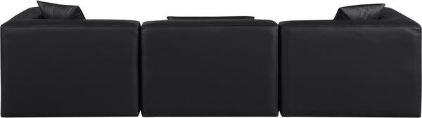 Cube Black Vegan Leather Modular Sofa 668Black-S108B Meridian Furniture