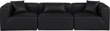 Cube Black Vegan Leather Modular Sofa 668Black-S108B Meridian Furniture