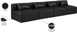 Cube Black Vegan Leather Modular Sofa 668Black-S144A Meridian Furniture