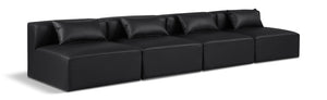 Cube Black Vegan Leather Modular Sofa 668Black-S144A Meridian Furniture