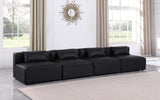 Cube Black Vegan Leather Modular Sofa 668Black-S144A Meridian Furniture