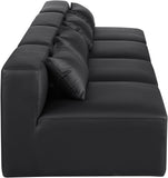 Cube Black Vegan Leather Modular Sofa 668Black-S144A Meridian Furniture