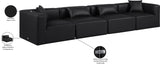 Cube Black Vegan Leather Modular Sofa 668Black-S144B Meridian Furniture