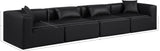 Cube Black Vegan Leather Modular Sofa 668Black-S144B Meridian Furniture