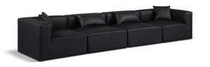 Cube Black Vegan Leather Modular Sofa 668Black-S144B Meridian Furniture