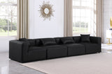 Cube Black Vegan Leather Modular Sofa 668Black-S144B Meridian Furniture