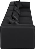 Cube Black Vegan Leather Modular Sofa 668Black-S144B Meridian Furniture