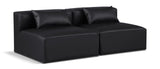 Cube Black Vegan Leather Modular Sofa 668Black-S72A Meridian Furniture