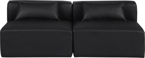 Cube Black Vegan Leather Modular Sofa 668Black-S72A Meridian Furniture