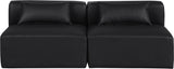 Cube Black Vegan Leather Modular Sofa 668Black-S72A Meridian Furniture