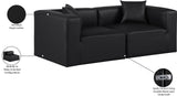 Cube Black Vegan Leather Modular Sofa 668Black-S72B Meridian Furniture