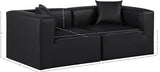 Cube Black Vegan Leather Modular Sofa 668Black-S72B Meridian Furniture