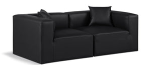 Cube Black Vegan Leather Modular Sofa 668Black-S72B Meridian Furniture