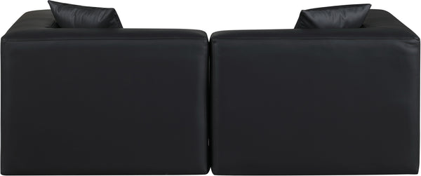 Cube Black Vegan Leather Modular Sofa 668Black-S72B Meridian Furniture