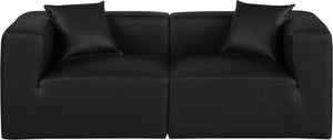 Cube Black Vegan Leather Modular Sofa 668Black-S72B Meridian Furniture