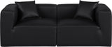 Cube Black Vegan Leather Modular Sofa 668Black-S72B Meridian Furniture