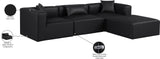 Cube Black Vegan Leather Modular Sectional 668Black-Sec4A Meridian Furniture