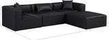 Cube Black Vegan Leather Modular Sectional 668Black-Sec4A Meridian Furniture