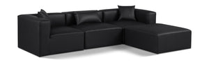 Cube Black Vegan Leather Modular Sectional 668Black-Sec4A Meridian Furniture