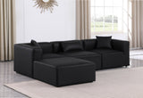 Cube Black Vegan Leather Modular Sectional 668Black-Sec4A Meridian Furniture