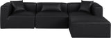 Cube Black Vegan Leather Modular Sectional 668Black-Sec4A Meridian Furniture