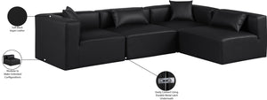 Cube Black Vegan Leather Modular Sectional 668Black-Sec4B Meridian Furniture
