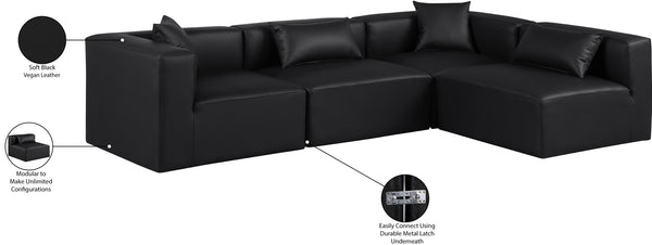Cube Black Vegan Leather Modular Sectional 668Black-Sec4B Meridian Furniture