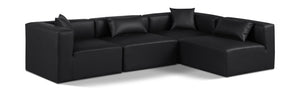 Cube Black Vegan Leather Modular Sectional 668Black-Sec4B Meridian Furniture