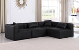 Cube Black Vegan Leather Modular Sectional 668Black-Sec4B Meridian Furniture