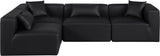 Cube Black Vegan Leather Modular Sectional 668Black-Sec4B Meridian Furniture