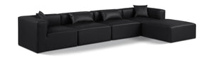 Cube Black Vegan Leather Modular Sectional 668Black-Sec5A Meridian Furniture