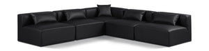 Cube Black Vegan Leather Modular Sectional 668Black-Sec5B Meridian Furniture