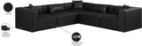 Cube Black Vegan Leather Modular Sectional 668Black-Sec5C Meridian Furniture