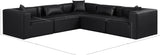 Cube Black Vegan Leather Modular Sectional 668Black-Sec5C Meridian Furniture