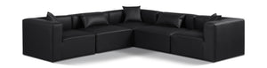 Cube Black Vegan Leather Modular Sectional 668Black-Sec5C Meridian Furniture