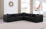 Cube Black Vegan Leather Modular Sectional 668Black-Sec5C Meridian Furniture