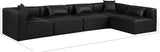 Cube Black Vegan Leather Modular Sectional 668Black-Sec5D Meridian Furniture