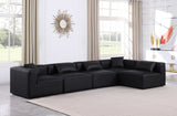 Cube Black Vegan Leather Modular Sectional 668Black-Sec5D Meridian Furniture