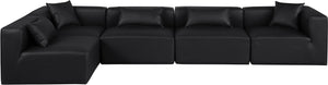 Cube Black Vegan Leather Modular Sectional 668Black-Sec5D Meridian Furniture