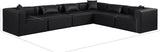 Cube Black Vegan Leather Modular Sectional 668Black-Sec6A Meridian Furniture