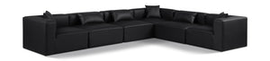 Cube Black Vegan Leather Modular Sectional 668Black-Sec6A Meridian Furniture