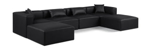 Cube Black Vegan Leather Modular Sectional 668Black-Sec6B Meridian Furniture